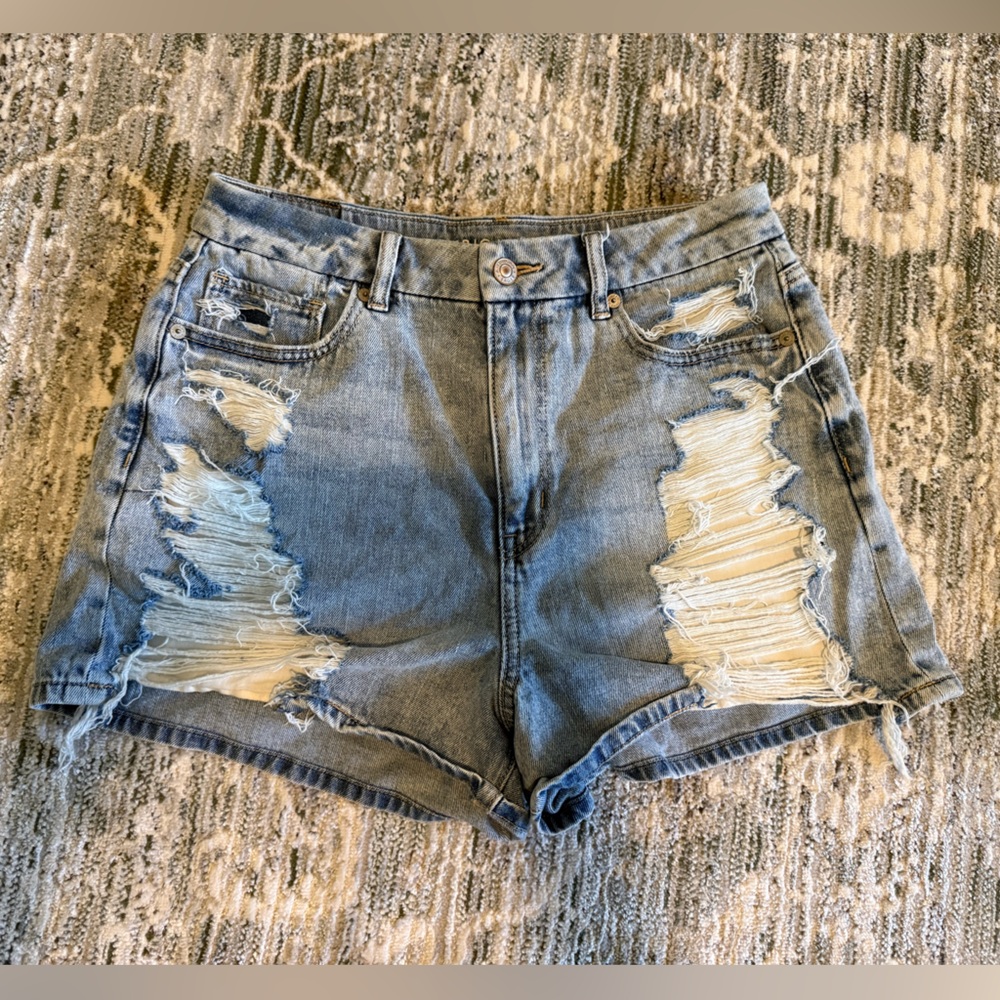 American Eagle Outfitters Light Blue Distressed Jean Shorts